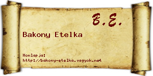 Bakony Etelka névjegykártya